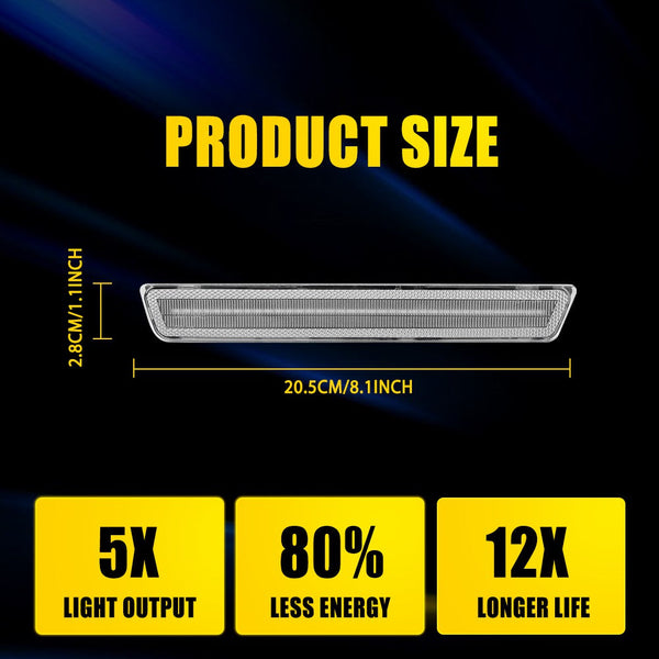 LED Side Marker Light for Dodge Challenger 2015-2023, Red, Rear, Clear Lens