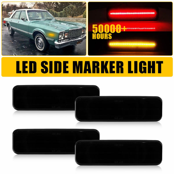 LED Side Marker Light for Dodge Charger 1972-1974 & 1984-1987, Smoked Lens, Front & Rear