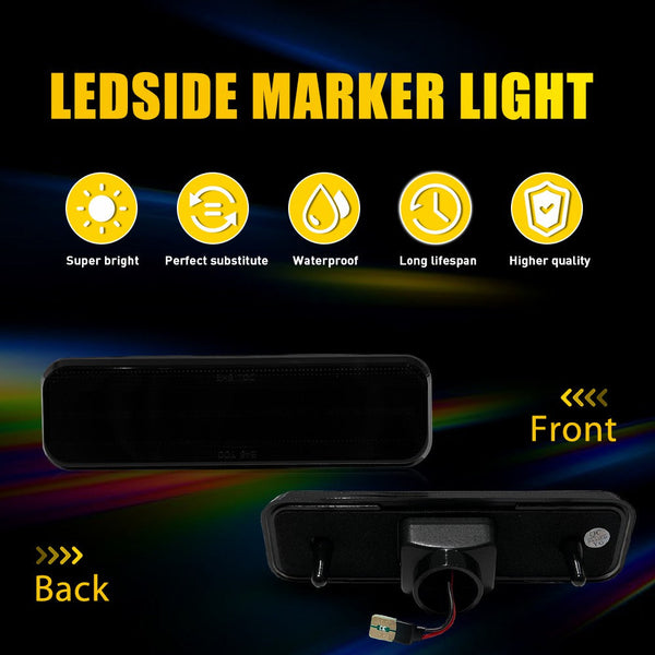 LED Side Marker Light for Dodge Charger 1972-1974 & 1984-1987, Smoked Lens, Front & Rear