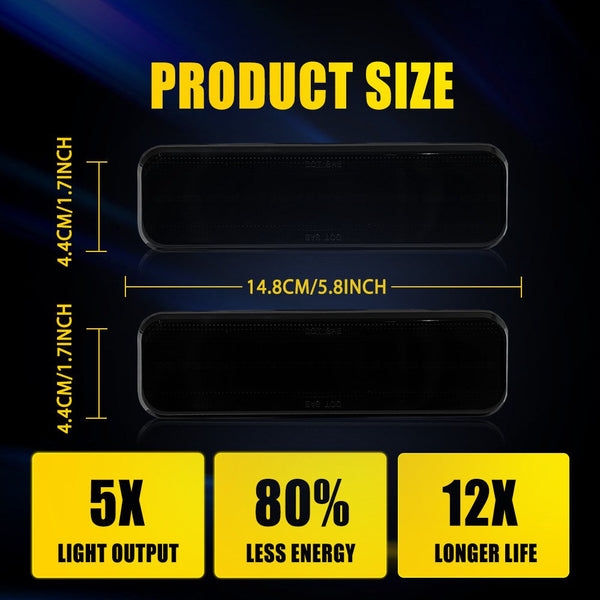 LED Side Marker Light for Dodge Charger 1972-1974 & 1984-1987, Smoked Lens, Front & Rear