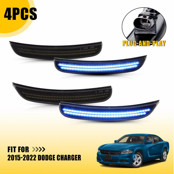 LED Side Marker Light for Dodge Charger 2015-2022, Blue, Front & Rear Fender