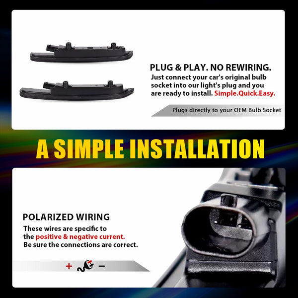 LED Side Marker Light for Dodge Charger 2015-2022, Pink/Purple, Front & Rear