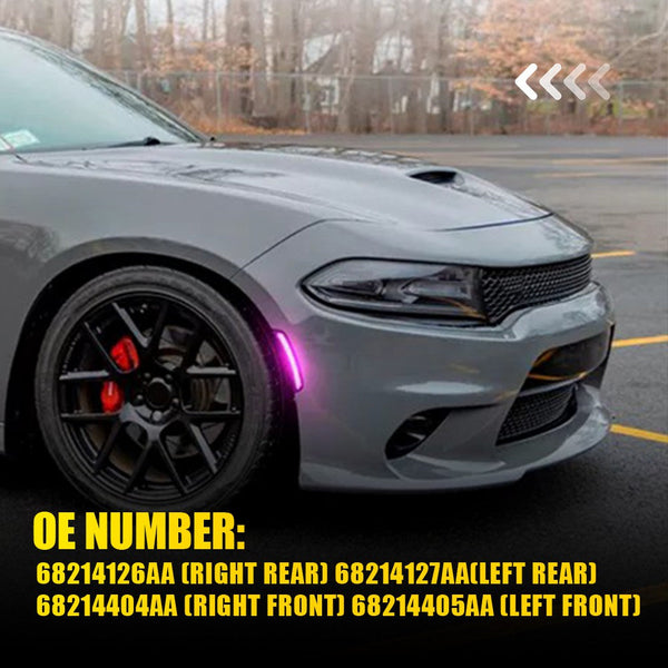 LED Side Marker Light for Dodge Charger 2015-2022, Pink/Purple, Front & Rear