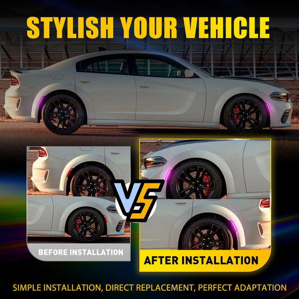 LED Side Marker Light for Dodge Charger 2015-2022, Pink/Purple, Front & Rear