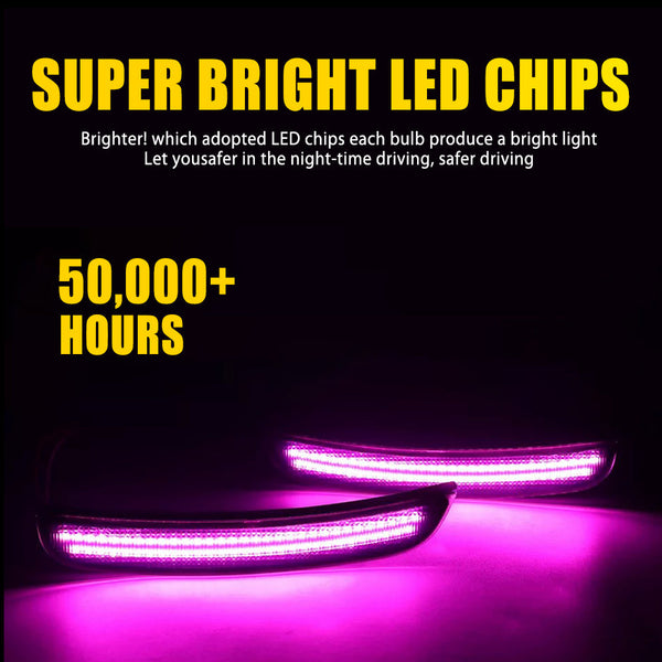 LED Side Marker Light for Dodge Charger 2015-2022, Pink/Purple, Front & Rear