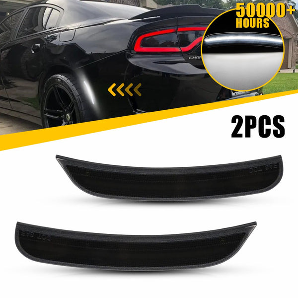 LED Side Marker Light for Dodge Charger 2015-2022, Smoked Lens, White, Rear