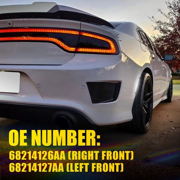 LED Side Marker Light for Dodge Charger 2015-2022, Smoked Lens, White, Rear