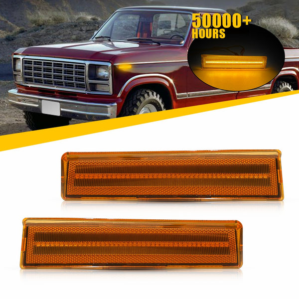 LED Side Marker Light for Ford Bronco & F-150/F-250/F-350 1980-1986, Amber, Front Fender
