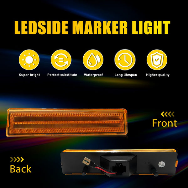 LED Side Marker Light for Ford Bronco & F-150/F-250/F-350 1980-1986, Amber, Front Fender