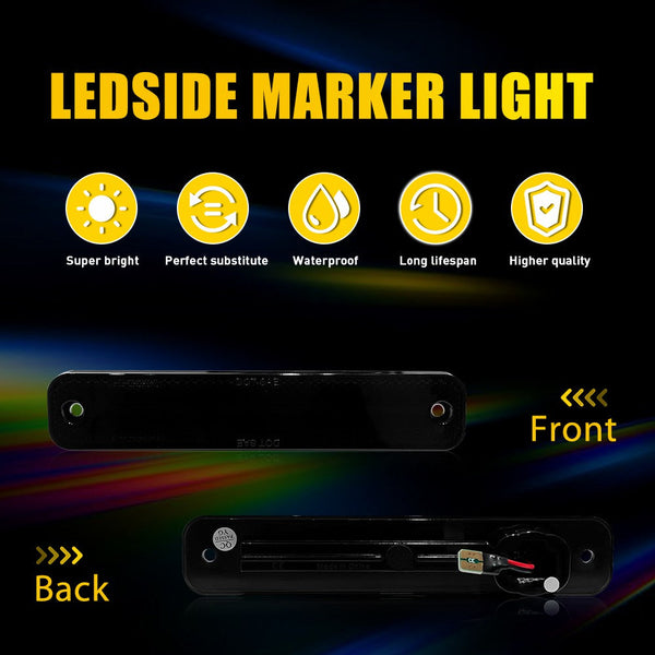 LED Side Marker Light for Ford Bronco/F-Series/E-Series, Smoked Lens, White, Turn Signal