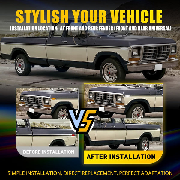 LED Side Marker Light for Ford Bronco/F-Series/E-Series, Smoked Lens, White, Turn Signal