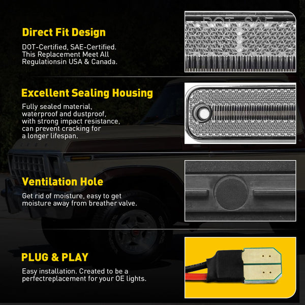 LED Side Marker Light for Ford Bronco & F-Series (F-100, F-150, F-250, F-350) & E-Series Econoline Van