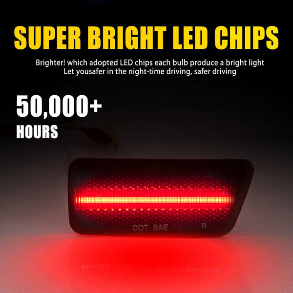 LED Side Marker Light for Ford Bronco Sport 2021-2023, Smoked Lens, Red, Rear Bumper