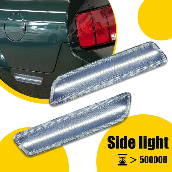 LED Side Marker Light for Ford Mustang 2005-2009, Clear Lens, Rear, Driver & Passenger