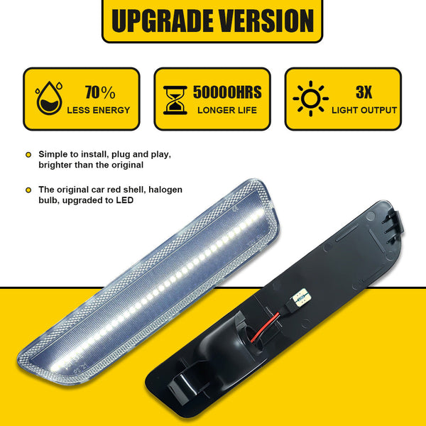 LED Side Marker Light for Ford Mustang 2005-2009, Clear Lens, Rear, Driver & Passenger