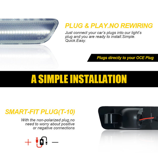 LED Side Marker Light for Ford Mustang 2005-2009, Clear Lens, Rear, Driver & Passenger