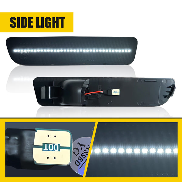 LED Side Marker Light for Ford Mustang 2005-2009, Smoked Lens, Cold White