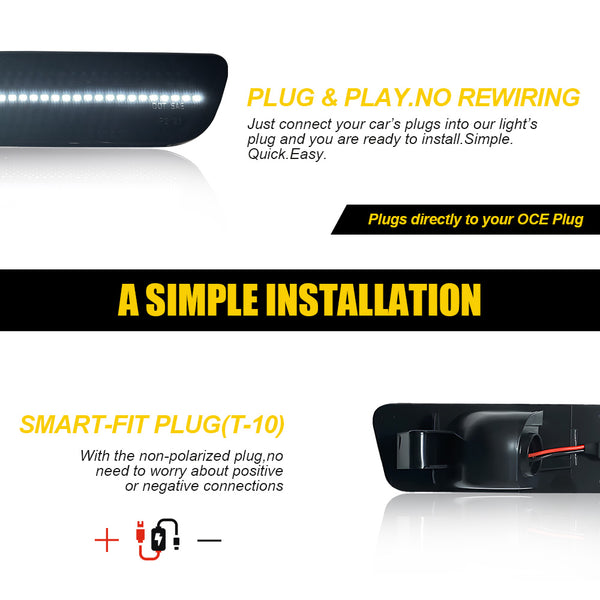 LED Side Marker Light for Ford Mustang 2005-2009, Smoked Lens, Cold White