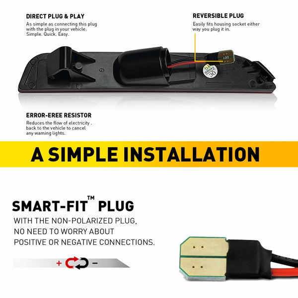 LED Side Marker Light for Ford Mustang 2010-2014, Clear Lens, White, Rear