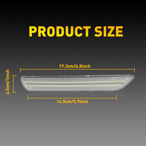 LED Side Marker Light for Ford Mustang 2010-2014, Clear Lens, White, Rear
