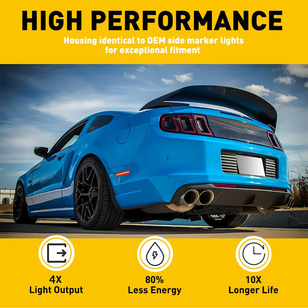 LED Side Marker Light for Ford Mustang 2010-2014, Red, Rear Bumper