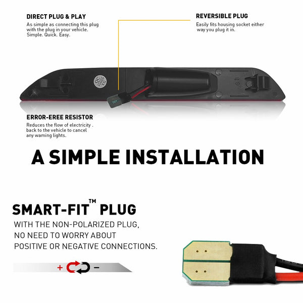 LED Side Marker Light for Ford Mustang 2015-2022, Red Lens, Rear L&R