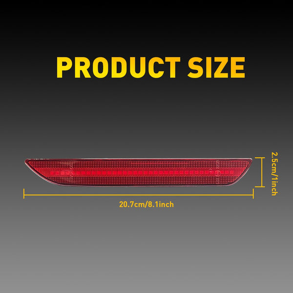 LED Side Marker Light for Ford Mustang 2015-2022, Red Lens, Rear L&R