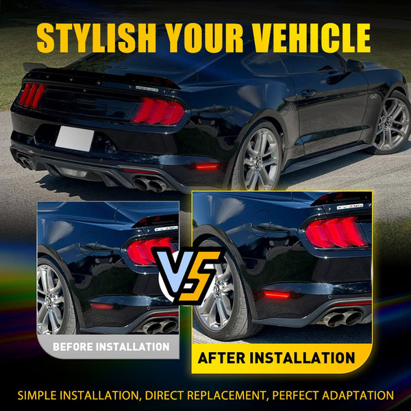 LED Side Marker Light for Ford Mustang 2015-2022, Red, Rear