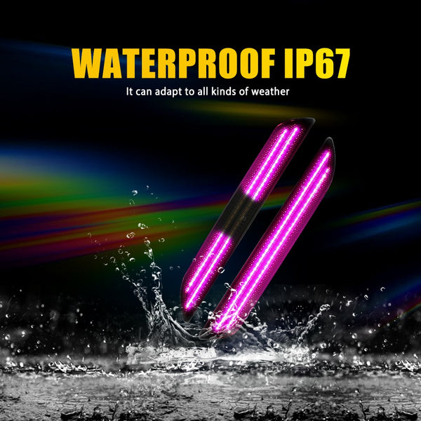 LED Side Marker Light for Ford Mustang 2015-2023, Dynamic Turn Signal, Purple, Bumper