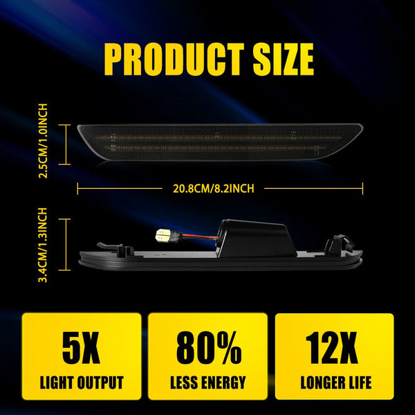 LED Side Marker Light for Ford Mustang 2015-2023, Dynamic Turn Signal, Purple, Bumper