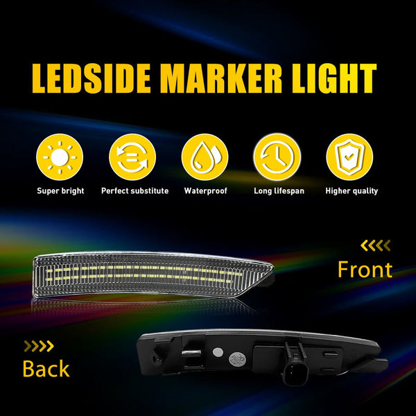 LED Side Marker Light for Ford Mustang 2024-2025, Cold White, Front & Rear