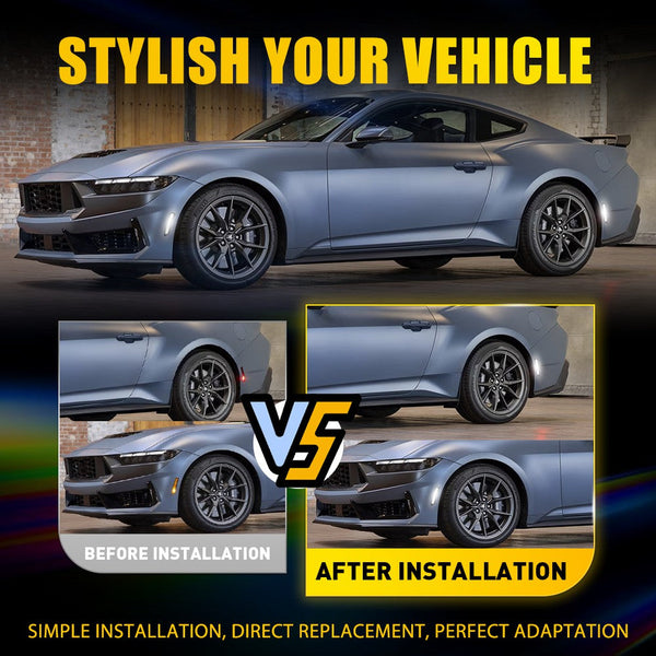 LED Side Marker Light for Ford Mustang 2024-2025, Cold White, Front & Rear