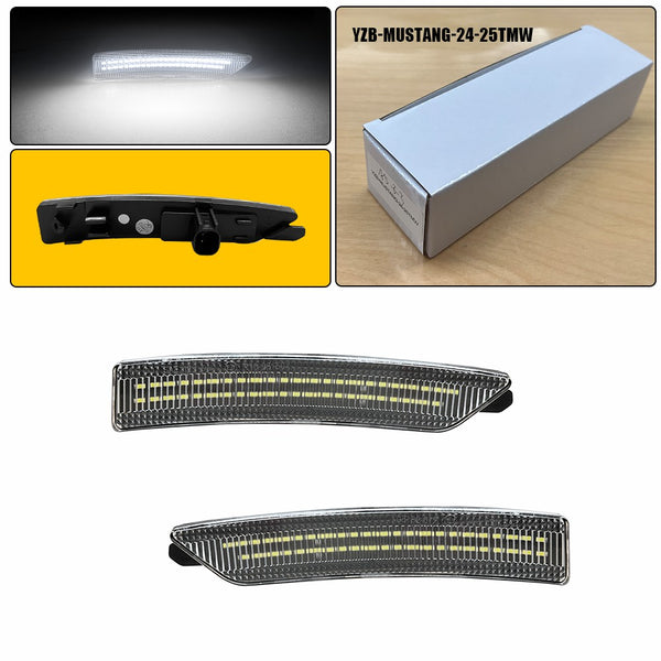 LED Side Marker Light for Ford Mustang 2024-2025, Cold White, Front & Rear