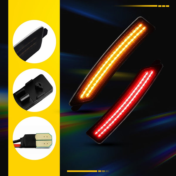 LED Side Marker Light for Ford Mustang S650 2024-2025, Smoked Lens, Amber/Red