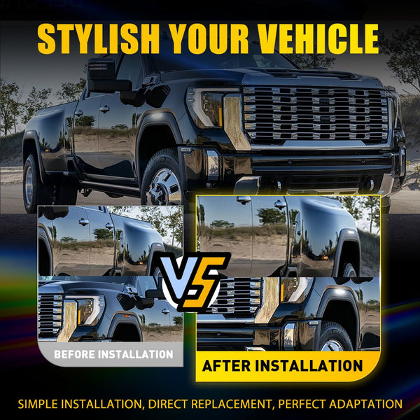 LED Side Marker Light for GMC Sierra 2500/3500 HD 2020-2023, White, Front & Rear