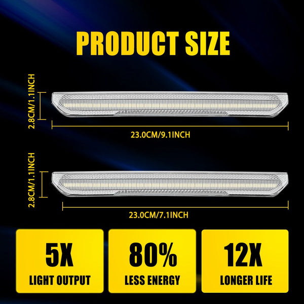 LED Side Marker Light for GMC Sierra 2500/3500 HD 2020-2023, White, Front & Rear