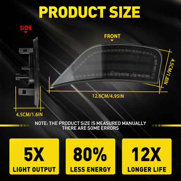 LED Side Marker Light for GMC Yukon/Chevy Tahoe/Suburban 2021-2023, Smoked Lens, White