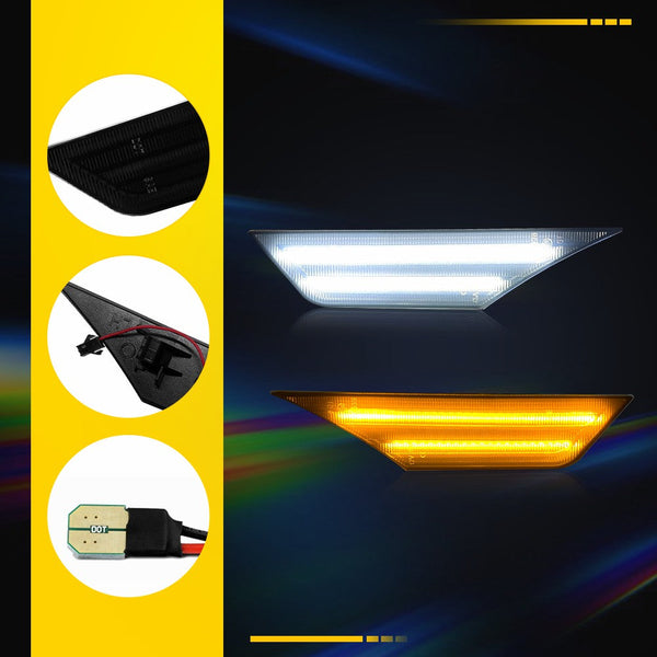 LED Side Marker Light for Honda Civic 2016-2021, Amber/White, Dynamic Turn Signal