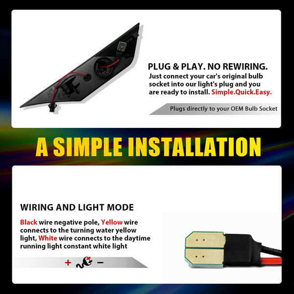 LED Side Marker Light for Honda Civic 2016-2021, Sequential Turn Signal/DRL