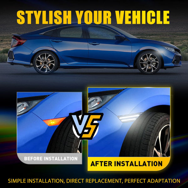 LED Side Marker Light for Honda Civic 2016-2021, Switchback Sequential Turn Signal