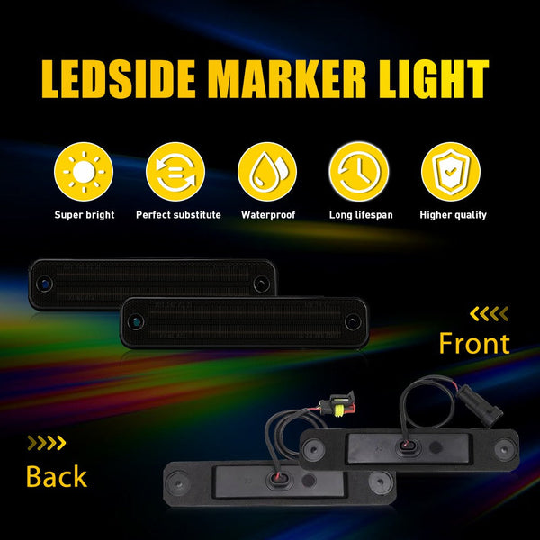 LED Side Marker Light for Hummer H2 2003-2009, Smoked Lens, Amber/Red, Front & Rear