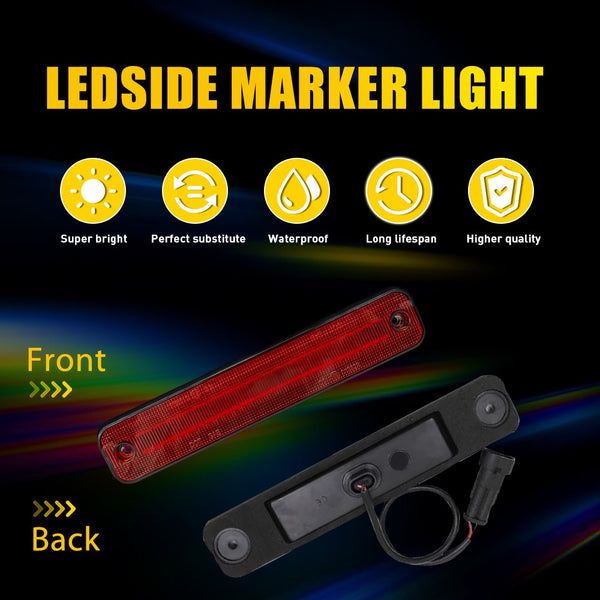 LED Side Marker Light for Hummer H2 2003-2009, Smoked Lens, Red, Rear