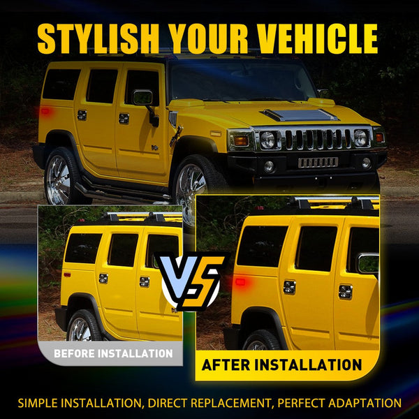 LED Side Marker Light for Hummer H2 2003-2009, Smoked Lens, Red, Rear