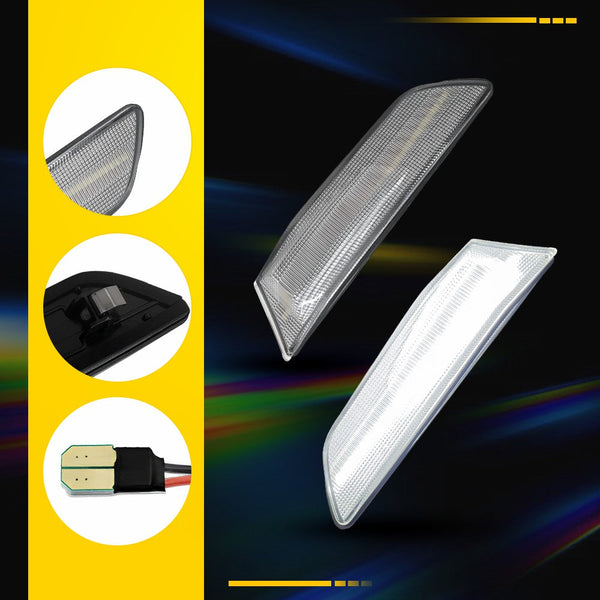 LED Side Marker Light for Infiniti G35 Coupe 2003-2007, Clear Lens, White, Front Bumper