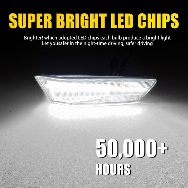 LED Side Marker Light for Infiniti G35 Coupe 2003-2007, Clear Lens, White, Front Bumper