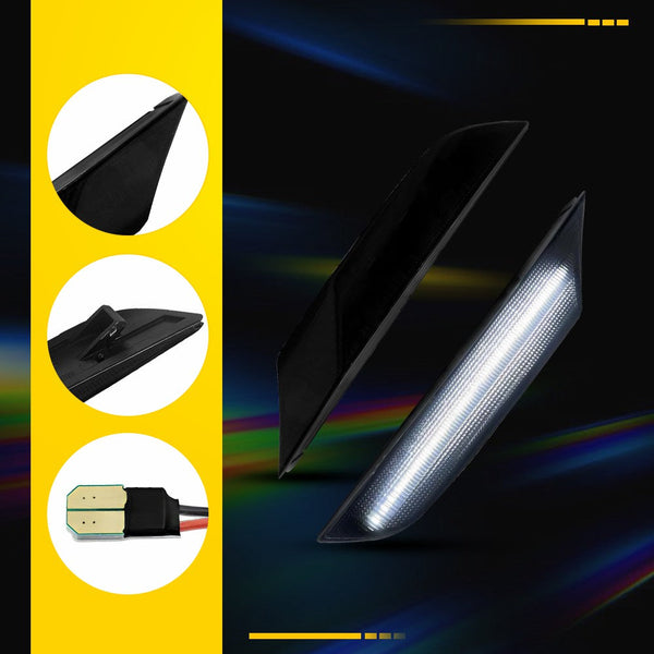 LED Side Marker Light for Infiniti G35 Sedan 2003-2006, Smoked Lens, White, Front Bumper