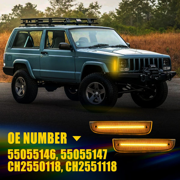 LED Side Marker Light for Jeep Cherokee 1997-2001, Amber, Front Fender