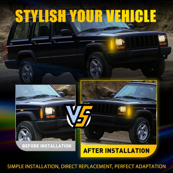 LED Side Marker Light for Jeep Cherokee 1997-2001, Amber, Front Fender