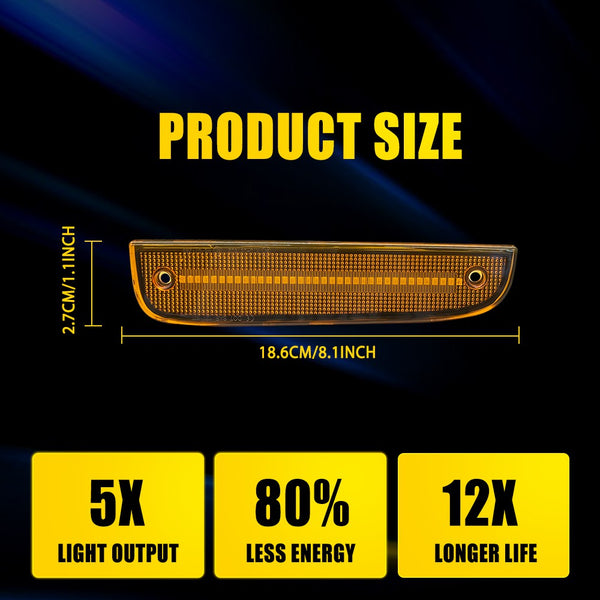 LED Side Marker Light for Jeep Cherokee 1997-2001, Amber, Front Fender