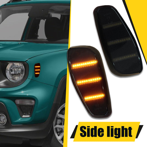 LED Side Marker Light for Jeep Renegade 2015-2023, Smoked Lens, Amber, Front